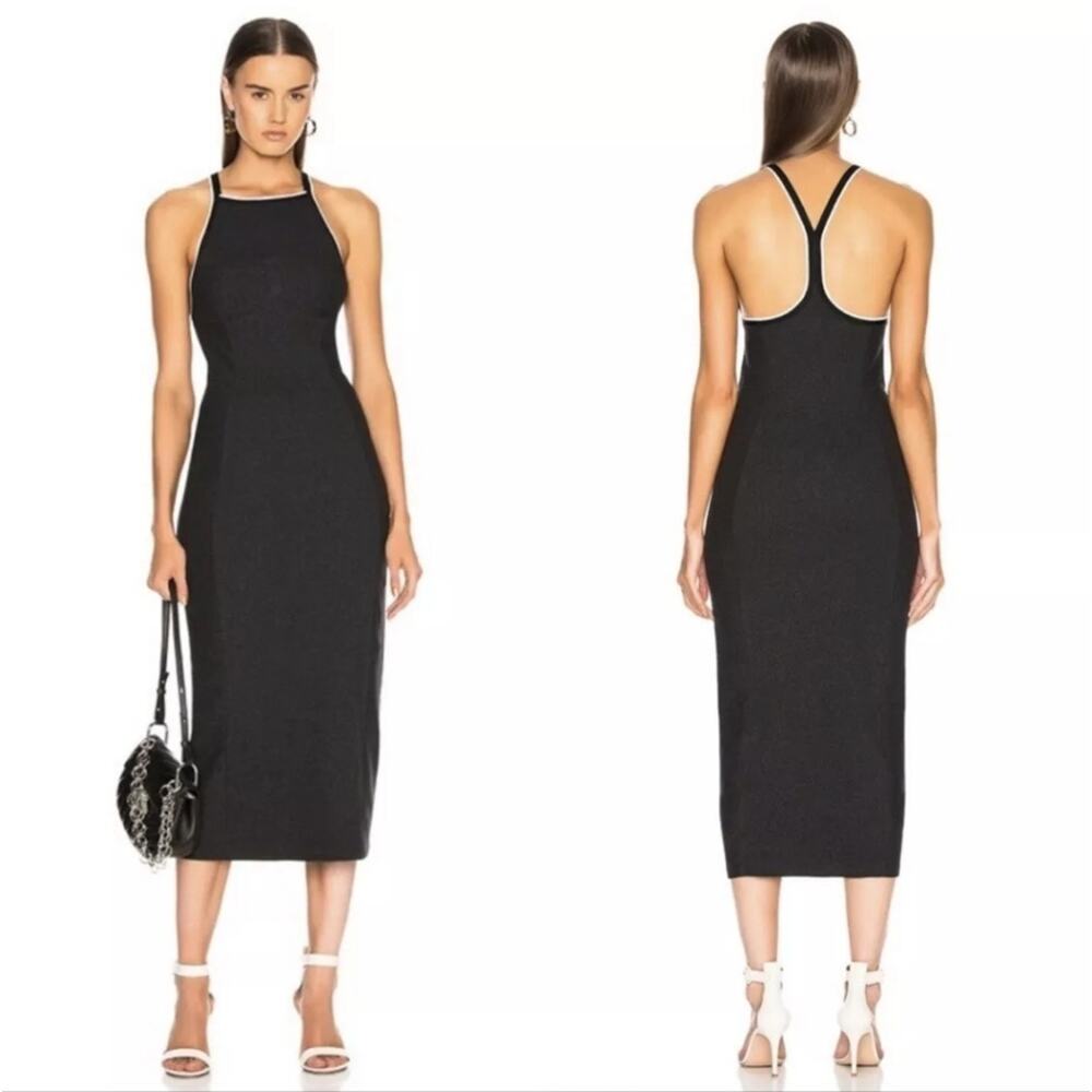 Rag & Bone Watts Engineered Knit Midi Dress Heather Grey Racerback XXS - Picture 2 of 10